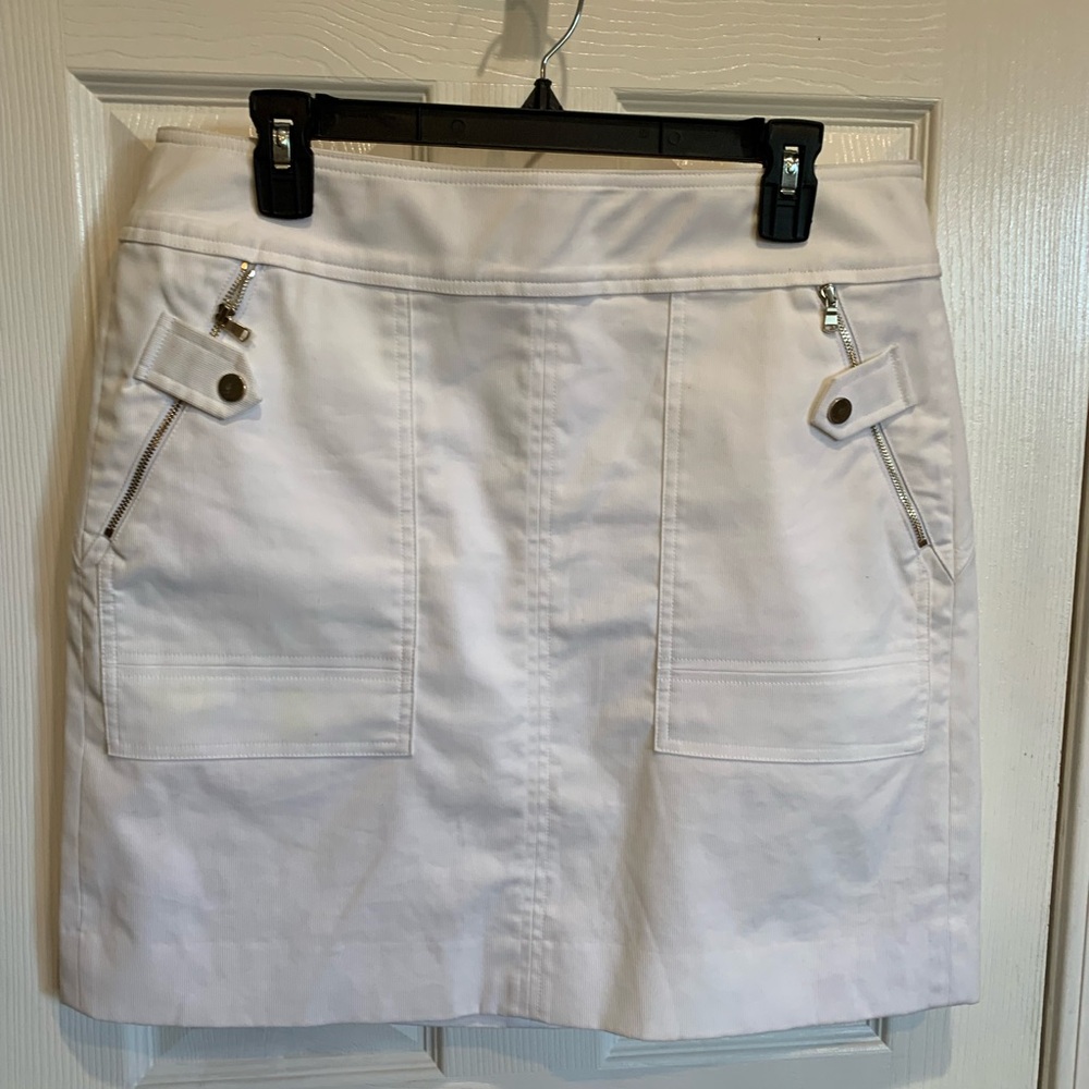 Etcetera White Mini Skirt with Zip Accents